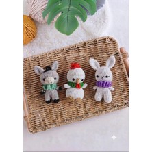 Design By Oykum Amigurumi Sevimli Minik Hayvan Oyuncaklar (Horoz, Eşek, Tavşan)