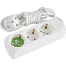 Trendexa 3'lü Priz, 2 Metre, Topraklı, 3500W, Çoklu Uzatma Prizi, Ce Tse Belgeli, Tüm Elektronik Cihazlarla Uyumlu