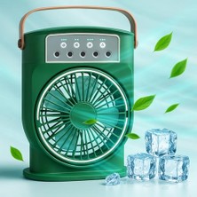 Trendexa Şarjlı Mini Buharlı Hava Soğutucu, Taşınabilir Portatif Sulu Klima, 3 Rüzgar Hızı, 3 Sis Modu, 5 Sprey Delikli, LED Işıklı, 26 cm x 20 Cm, CRV-002, Yeşil