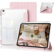 Trendexa Kılıf, iPad 11.nesil A16 11INÇ/10.NESIL 10.9inç ile Uyumlu Mika Trifolding Şeffaf Kalem Bölmeli