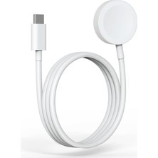 Caseonn Apple Watch Ultra 4 Manyetik Type-C Hızlı Şarj Kablosu Beyaz