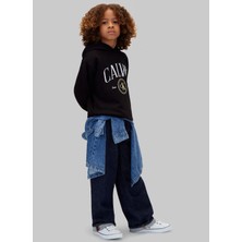 Calvin Klein Siyah Erkek Çocuk Baskılı Sweatshirt LVCKFJB28B-CK Circle Çocuk Hoodie