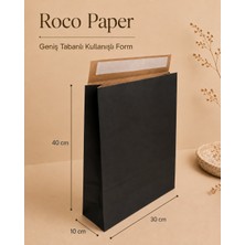 Roco Paper Co. Yapışkan Bantlı Kraft Kese Kağıdı, Siyah Renk, 30X40X10 cm - 24'lü Paket, Hediye ve Kargo Zarfı