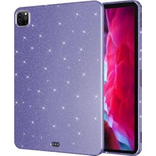 Trendexa Apple iPad Pro 11 1/2/3/4. Nesil ile Uyumlu Işıltılı Parlak Görünümlü Koton Kılıf, 2018-2022, Derin Mor