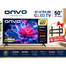 Onvo 50VQ90F3FA QLED Android Smart Tv Hdr Destekli Netflix & Youtube Bluetooth Wifi Askı Aparatı Hediyeli