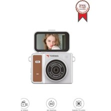 Trendexa Mini Dijital Kamera, 2k Flip Ekranlı Selfie ve Vlog Kamerası, CMR46, Kahverengi