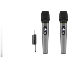 Pileli Store Profesyonel Kablosuz Uhf 2 Mikrofonlu Set 6.35 mm - Gri HDX2791G