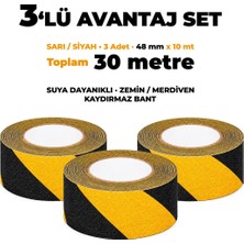 Unitape Sarı-Siyah Kaydırmaz Bant 48 mm × 10 mt – 3’lü Set, Toplam 30 mt – Suya Dayanıklı