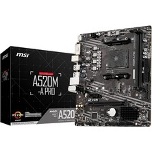 Trendexa Msı A520M-A Pro Am4 Ddr4 Bellek 4600(OC) Dvı HDMI M.2 Usb3.2 Matx | Amd Ryzen 3. Nesil; Ddr4 Boost (4600MHZ/OC), 1x Pcıe 3.0 X1,1x M.2 Gen3 X4, Gigabit Lan Için