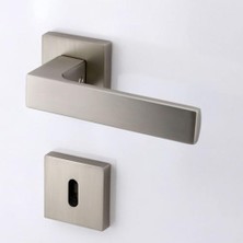 Trendexa Paytak Inox Kare Rozetli Oda Kapı Kolu, Sağ ve Sol Uyumlu, Iç-Dış Kullanım, Kilitlenebilir, 1 Takım