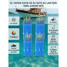 Avcı Market 4 Adet - 15LI Kısa Köstek 10 Numara Beyaz Iğneli 7 Renkli Istavrit Çaparisi 1.70M Beden 0.25MM Beden 0.15MM Köstek