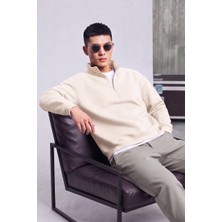 Wkm Erkek Regular Fit Dik Yaka Yarım Fermuarlı 3 Iplik Sweatshirt