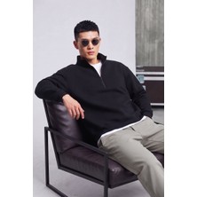 Wkm Erkek Regular Fit Dik Yaka Yarım Fermuarlı 3 Iplik Sweatshirt