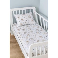 Trendexa Pamuklu Bebek ve Çocuk Lastikli Çarşaf ve Yastık Kılıfı 80X180 Kuzular Desenli
