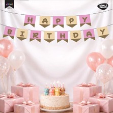 Vipfoni Happy Birthday Harf Afiş - Simli Pembe Altın