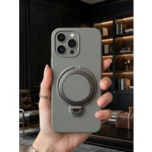 TechnoCase Oppo A6 Pro Ile Uyumlu 360 Derece Dönebilen Kalın Metal Magsafe Halka Stantlı Içi Kadife Korumalı Ultra Lüx Premium Silikon Kılıf