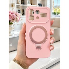 TechnoCase Infinix Note 60 Ile Uyumlu 360 Derece Dönebilen Kalın Metal Magsafe Halka Stantlı Içi Kadife Korumalı Ultra Lüx Premium Silikon Kılıf