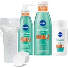 Trendexa SPF50 Derma Skin Clear Karşıtı Güneş Koruyucu Krem 40 Ml, Yüz Temizleme Jeli ve Tonik, Pamuk
