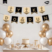 Vipfoni Iyi Ki Doğdun Harf Afiş - Simli Siyah Altın