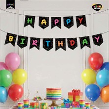Vipfoni Happy Birthday Harf Afiş - Neon Siyah