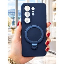 TechnoCase Samsung S26 Ultra Ile Uyumlu 360 Derece Dönebilen Kalın Metal Magsafe Halka Stantlı Içi Kadife Korumalı Ultra Lüx Premium Silikon Kılıf