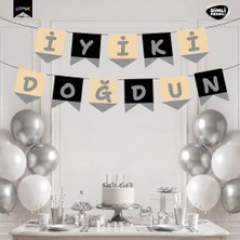 Vipfoni Iyi Ki Doğdun Harf Afiş - Simli Siyah Gümüş