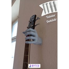 Belirtilmemiş Eşsiz Tasarımlı Gitar Duvar Askılığı - Gri Renkli El Şeklinde Koleksiyonluk Dekor ve Güvenli Kullanım
