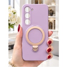 TechnoCase Tecno Spark 40 Pro Ile Uyumlu 360 Derece Dönebilen Kalın Metal Magsafe Halka Stantlı Içi Kadife Korumalı Ultra Lüx Premium Silikon Kılıf