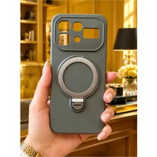 TechnoCase Infinix Note 60 Ile Uyumlu 360 Derece Dönebilen Kalın Metal Magsafe Halka Stantlı Içi Kadife Korumalı Ultra Lüx Premium Silikon Kılıf