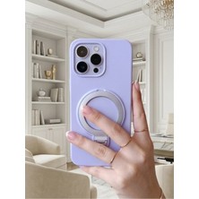 TechnoCase Oppo A6 Pro Ile Uyumlu 360 Derece Dönebilen Kalın Metal Magsafe Halka Stantlı Içi Kadife Korumalı Ultra Lüx Premium Silikon Kılıf