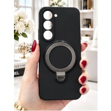 TechnoCase Tecno Spark 40 Pro Ile Uyumlu 360 Derece Dönebilen Kalın Metal Magsafe Halka Stantlı Içi Kadife Korumalı Ultra Lüx Premium Silikon Kılıf