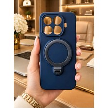 TechnoCase Mi 15 T Pro Ile Uyumlu 360 Derece Dönebilen Kalın Metal Magsafe Halka Stantlı Içi Kadife Korumalı Ultra Lüx Premium Silikon Kılıf