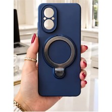 TechnoCase Realme C67 Ile Uyumlu 360 Derece Dönebilen Kalın Metal Magsafe Halka Stantlı Içi Kadife Korumalı Ultra Lüx Premium Silikon Kılıf