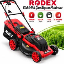 Badem10 Rodex RDX9440 Elektrikli Çim Biçme Makinesi 1800W 40CM Kesim 45L Çim Hazneli Bahçe Çim Biçme