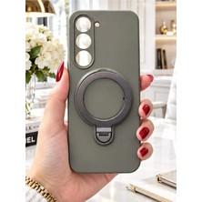 TechnoCase Tecno Spark 40 Pro Ile Uyumlu 360 Derece Dönebilen Kalın Metal Magsafe Halka Stantlı Içi Kadife Korumalı Ultra Lüx Premium Silikon Kılıf