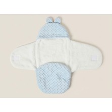 Recos Unisex 0-6 Ay Içi Elyaflı Peluş Welsoft Nohut Mavi Dış Bebek Kundak & Battaniyesi Kışlık Uyku Tulumu