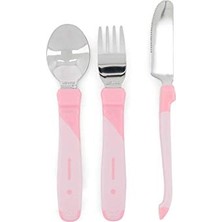 Trendexa Paslanmaz Çelik 3'lü Bebek Çocuk Çatal Kaşık Seti Pembe 12+ Ay