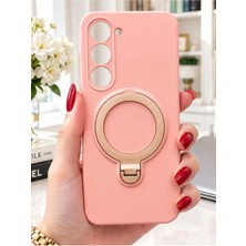 TechnoCase Oppo A5 5g Ile Uyumlu 360 Derece Dönebilen Kalın Metal Magsafe Halka Stantlı Içi Kadife Korumalı Ultra Lüx Premium Silikon Kılıf