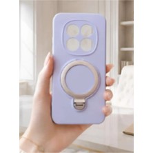 TechnoCase Redmi Note 15 Pro 5g Ile Uyumlu 360 Derece Dönebilen Kalın Metal Magsafe Halka Stantlı Içi Kadife Korumalı Ultra Lüx Premium Silikon Kılıf