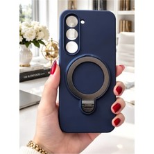 TechnoCase Tecno Spark 40 Pro Ile Uyumlu 360 Derece Dönebilen Kalın Metal Magsafe Halka Stantlı Içi Kadife Korumalı Ultra Lüx Premium Silikon Kılıf