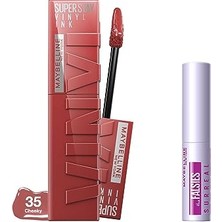 Trendexa Super Stay Vinyl Ink Uzun Süre Kalıcı Likit Parlak Ruj 35 Cheeky ve Mini Tattoo Liner Gel Pencil Makyaj Seti