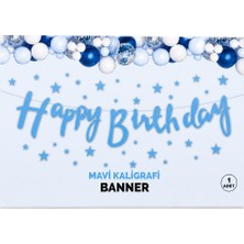 Vipfoni Happy Birthday Kaligrafik Banner - Mavi