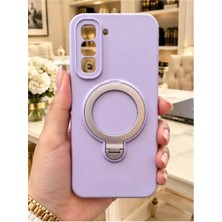 TechnoCase Infinix Hot 50 Pro Plus 4g Ile Uyumlu 360 Derece Dönebilen Kalın Metal Magsafe Halka Stantlı Içi Kadife Korumalı Ultra Lüx Premium Silikon Kılıf
