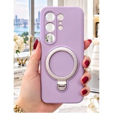 TechnoCase Tecno Camon 50 Pro 4g Ile Uyumlu 360 Derece Dönebilen Kalın Metal Magsafe Halka Stantlı Içi Kadife Korumalı Ultra Lüx Premium Silikon Kılıf
