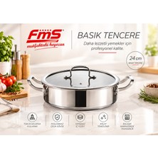 Fms Platin Pro  | Çizilmez | 24 cm Basık Tencere  | Indüksiyon Uyumlu | Yanmaz Yapışmaz