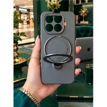 TechnoCase Mi 17T Pro Ile Uyumlu 360 Derece Dönebilen Kalın Metal Magsafe Halka Stantlı Içi Kadife Korumalı Ultra Lüx Premium Silikon Kılıf