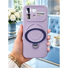 TechnoCase Infinix Note 60 Ile Uyumlu 360 Derece Dönebilen Kalın Metal Magsafe Halka Stantlı Içi Kadife Korumalı Ultra Lüx Premium Silikon Kılıf