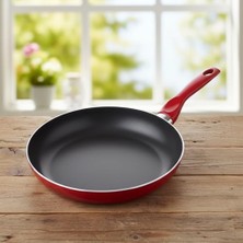 Trendexa Lotus 26 cm Yapışmaz Kızartma Tavası, Kırmızı Zemin Kış Desenli (Geyik ve Kar Tanesi)