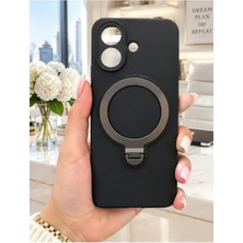 TechnoCase Poco X8 Pro Ile Uyumlu 360 Derece Dönebilen Kalın Metal Magsafe Halka Stantlı Içi Kadife Korumalı Ultra Lüx Premium Silikon Kılıf