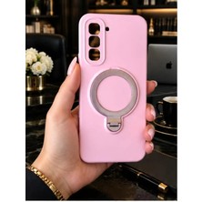 TechnoCase Infinix Hot 60 Pro Plus Ile Uyumlu 360 Derece Dönebilen Kalın Metal Magsafe Halka Stantlı Içi Kadife Korumalı Ultra Lüx Premium Silikon Kılıf